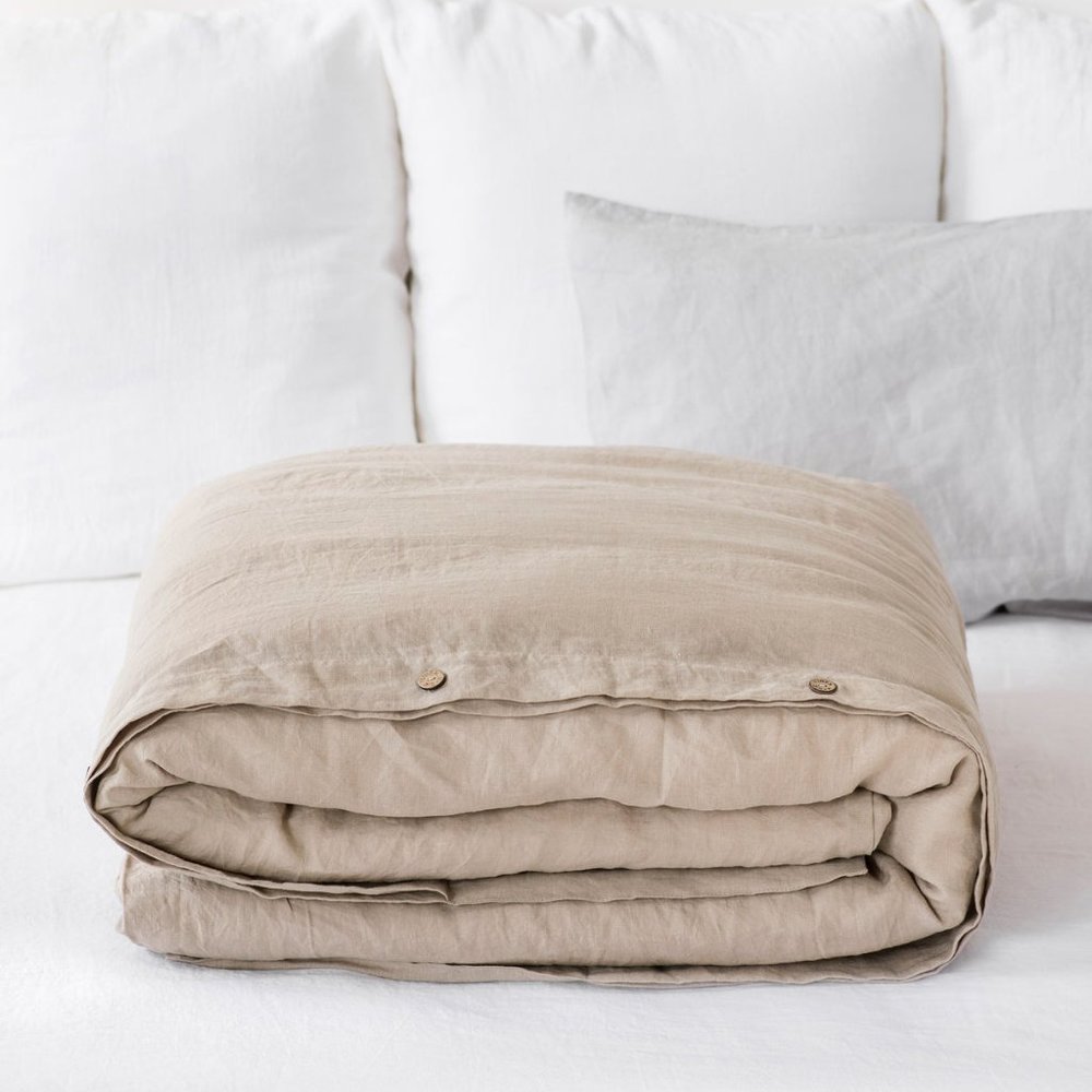 MagicLinen Duvet Cover Natural Linen (Queen size, Oatmeal color)